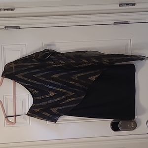 Black and gold one shoulder dress